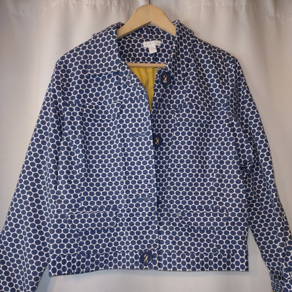 Charter Club Blue Pokka Dot Jacket Size XL